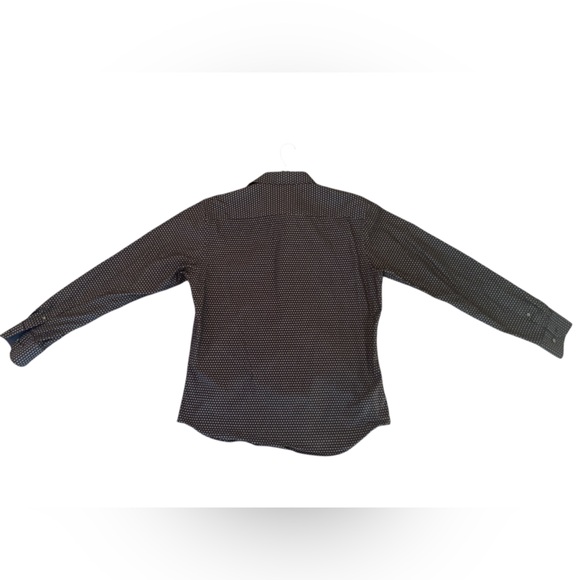 Bugatchi Shaped Fit Geometric Button Down Shirt Navy Gray‎ Modern Dress Shirt L - Picture 9 of 13